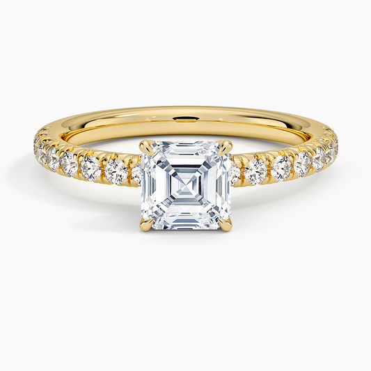 1 CT Asscher Cut Lab Grown Diamond Solid Gold Ring