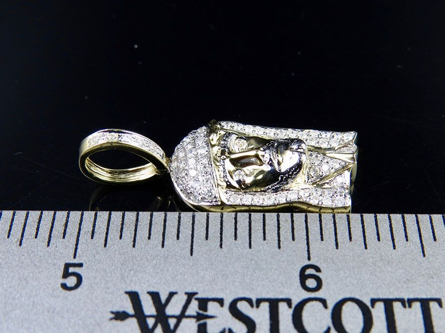 Jesus Face Yellow Gold Lab Grown Diamond Pendant