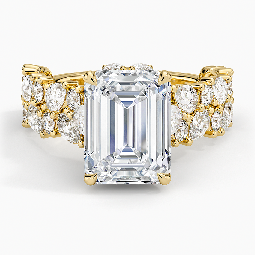 3 CT Lab Grown Diamond Emerald Cut Cluster Engagement Ring