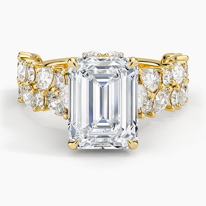 3 CT Lab Grown Diamond Emerald Cut Cluster Engagement Ring