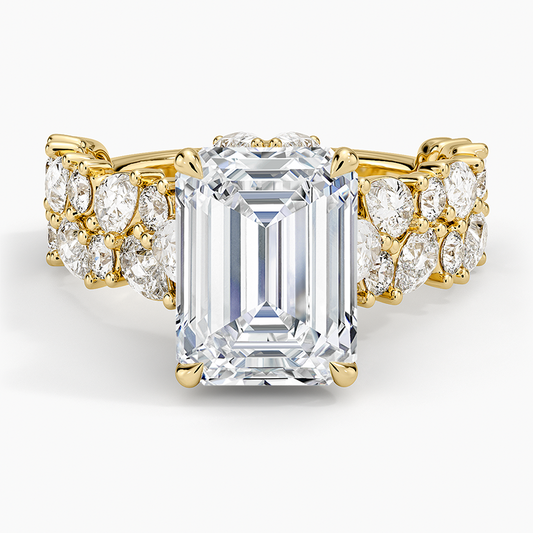 3 CT Lab Grown Diamond Emerald Cut Cluster Engagement Ring