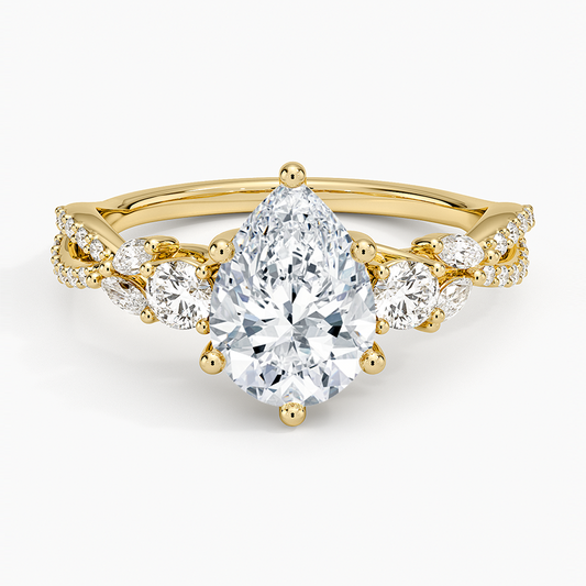 1 1/2 CT Pear Cut Lab Grown Diamond Engagement Ring