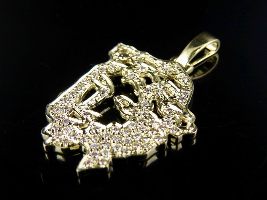 Jesus Face Cutout Lab Grown Diamond Gold Pendant