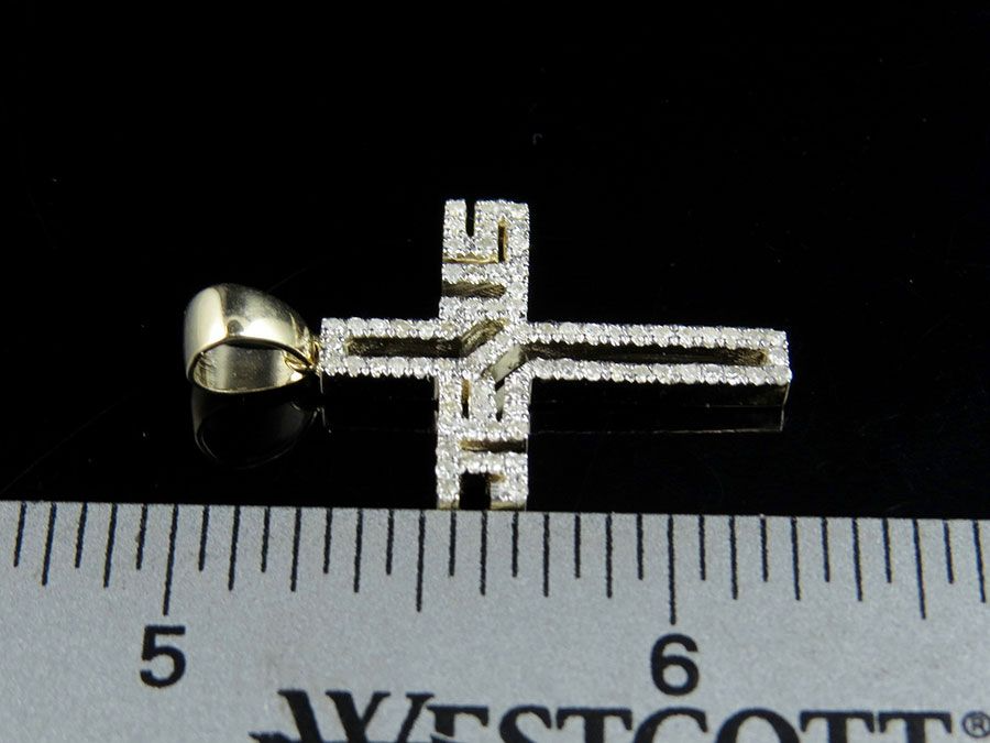 Jesus Cross Yellow Gold Lab Grown Diamond Pendant