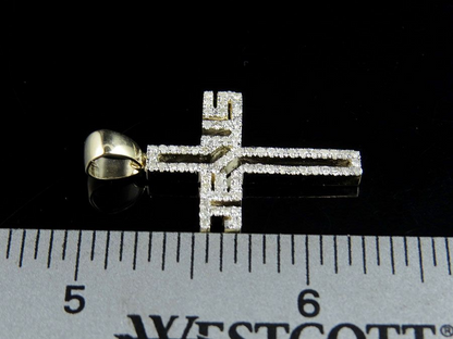 Jesus Cross Yellow Gold Lab Grown Diamond Pendant