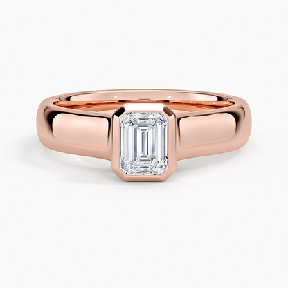 1/2 CT Emerald Bezel Set Lab Grown Diamond Gold Ring