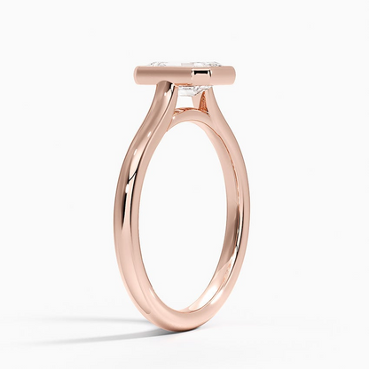 1 CT 2mm Bezel Ring Lab Grown Solitaire Gold Engagement Ring