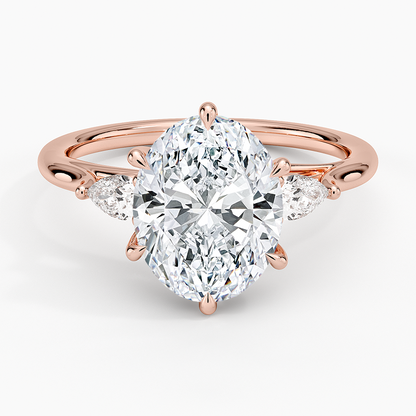 2 1/2 CT Oval Cut Lab Grown Diamond Three Stone Engagement Ring