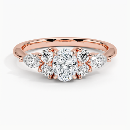 1/2 CT Lab Grown Diamond Cluster Engagement Ring