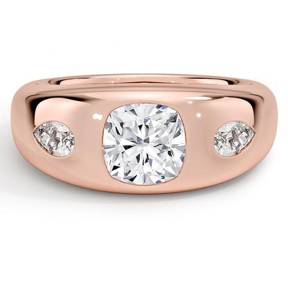 1 1/2 CT 18K Gold Lab Grown Diamond Dom Bezel Ring