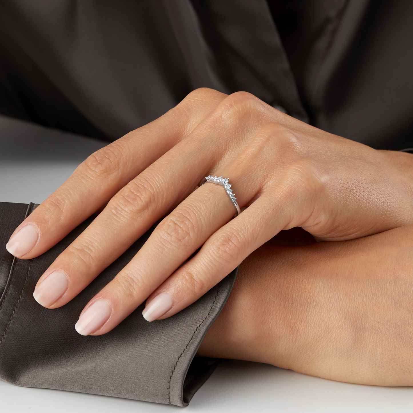 V Shape Yellow Gold Lab Grown Diamond Wedding Band
