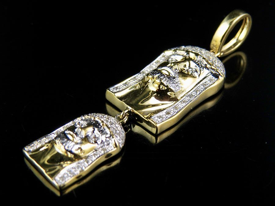 Double Jesus Lab Grown Diamond Gold Pendant