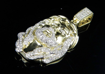 Men's Iced Out Lab Grown Diamond Gold Jesus Pendant