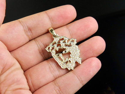 1.5 Inch Gold Lab Grown Diamond Jesus Cutout Pendant
