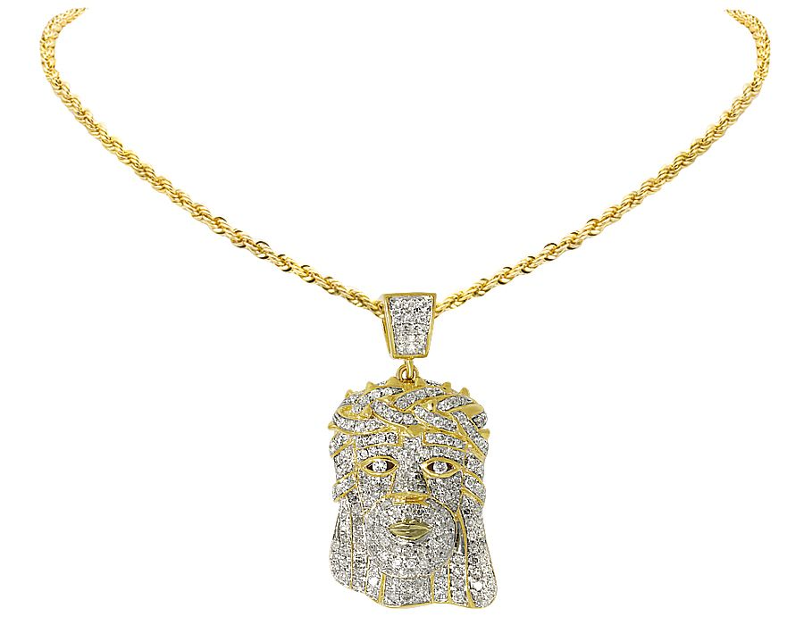 Jesus Iced Out Yellow Gold Lab Grown Diamond Pendant