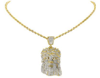 Jesus Iced Out Yellow Gold Lab Grown Diamond Pendant