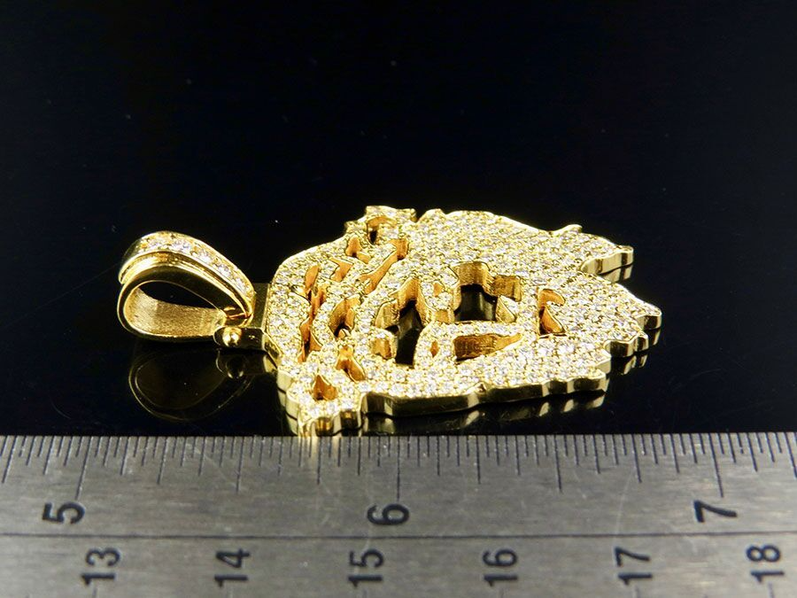 Yellow Gold Cutout Jesus Face Lab Grown Diamond Pendant