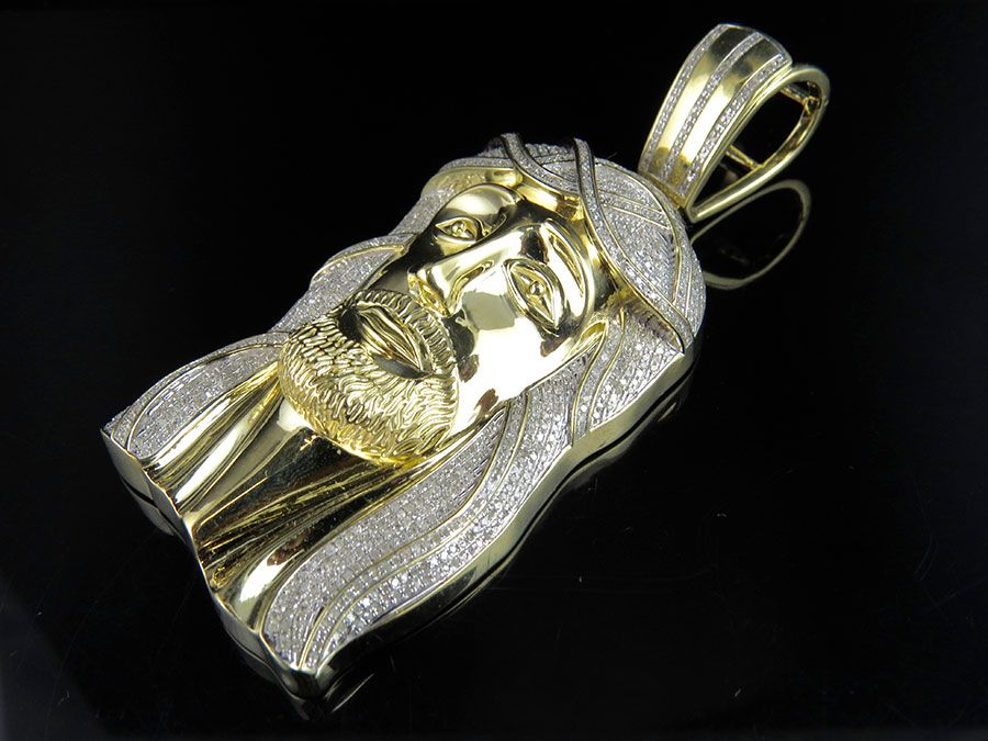 Iced Out Jesus Lab Grown Diamond Yellow Gold Pendant