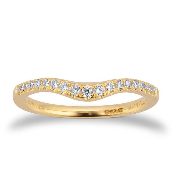 Yellow Gold Curved Shape Lab Grown Diamond Wedding Band