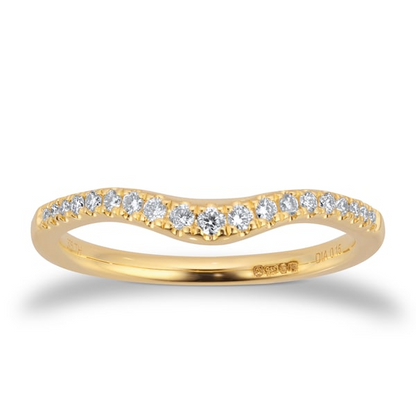 Yellow Gold Curved Shape Lab Grown Diamond Wedding Band