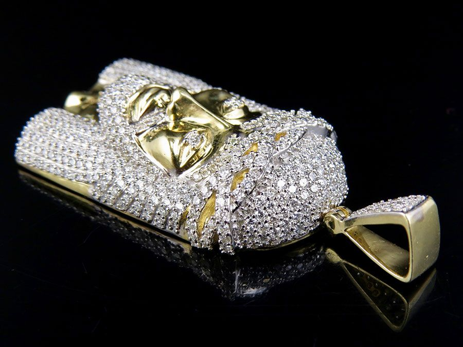 10K Yellow Gold Lab Grown Diamond Jesus Pendant
