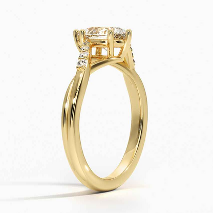 1 CT Lab Grown Diamond Pear Cut Twisted 18k Gold Ring