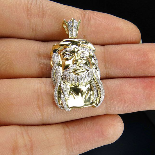 Lab Grown Diamond Yellow Gold Jesus Hip Hop Pendant