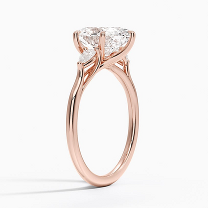 2 1/2 CT Oval Cut Lab Grown Diamond Three Stone Engagement Ring