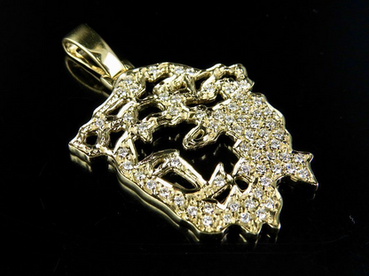 1.5 Inch Gold Lab Grown Diamond Jesus Cutout Pendant