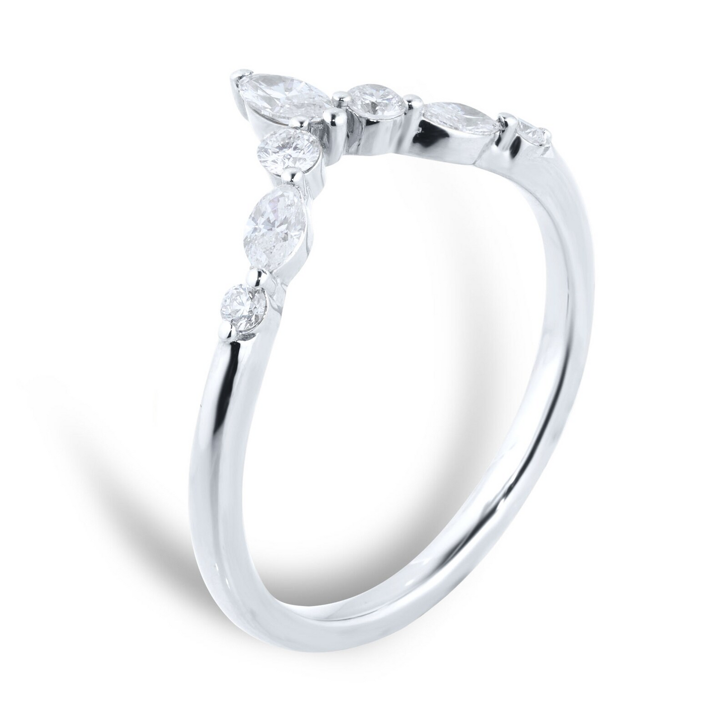 V Shape Lab Grown Diamond Gold Wedding Band