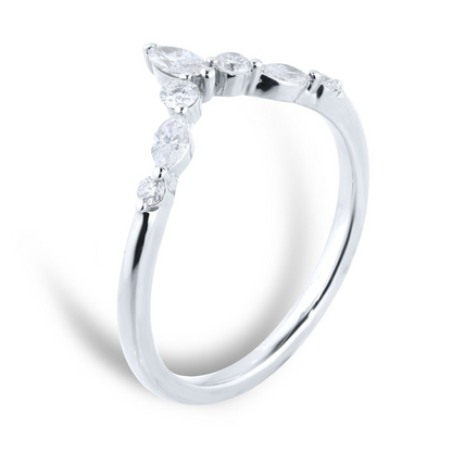 V Shape Lab Grown Diamond Gold Wedding Band