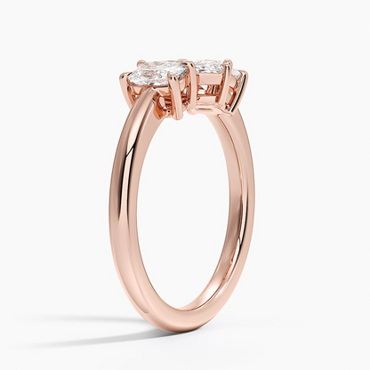 1/2 CT Three Stone Diamond 18k Yellow Gold Marquise Lab Grown Ring