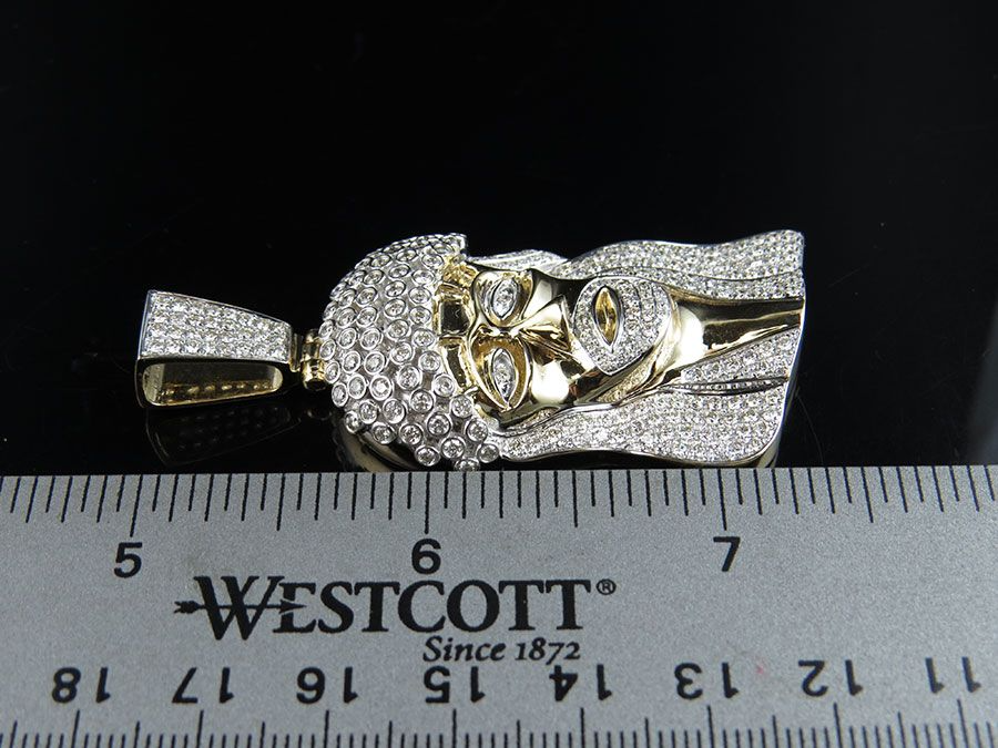 Jesus Head Lab Grown Diamond Yellow Gold Pendant