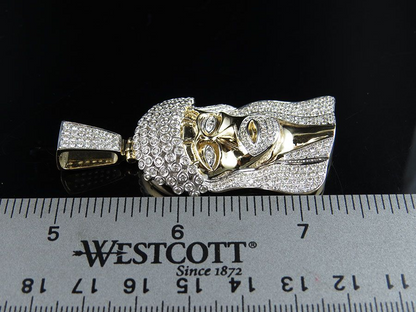 Jesus Head Lab Grown Diamond Yellow Gold Pendant