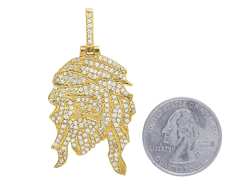 2 Inch 10K Gold Lab Grown Diamond Jesus Pendant