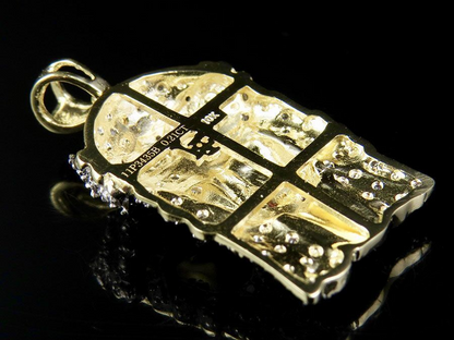 10K Yellow Gold Lab Grown Diamond Jesus Face Pendant