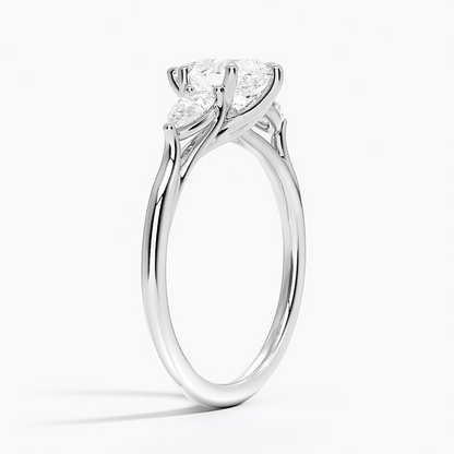 1 CT Pear Cut Lab Grown Diamond 3 Stone Engagement Ring