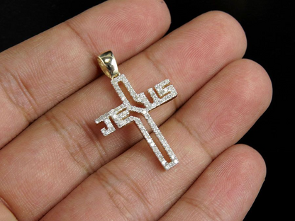 Jesus Cross Yellow Gold Lab Grown Diamond Pendant