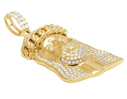 Yellow Gold Lab Grown Diamond Crying Jesus Pendant