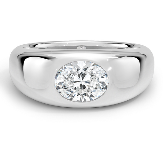 1 CT Lab Grown Diamond Bezel Dom Solitaire Engagement Ring