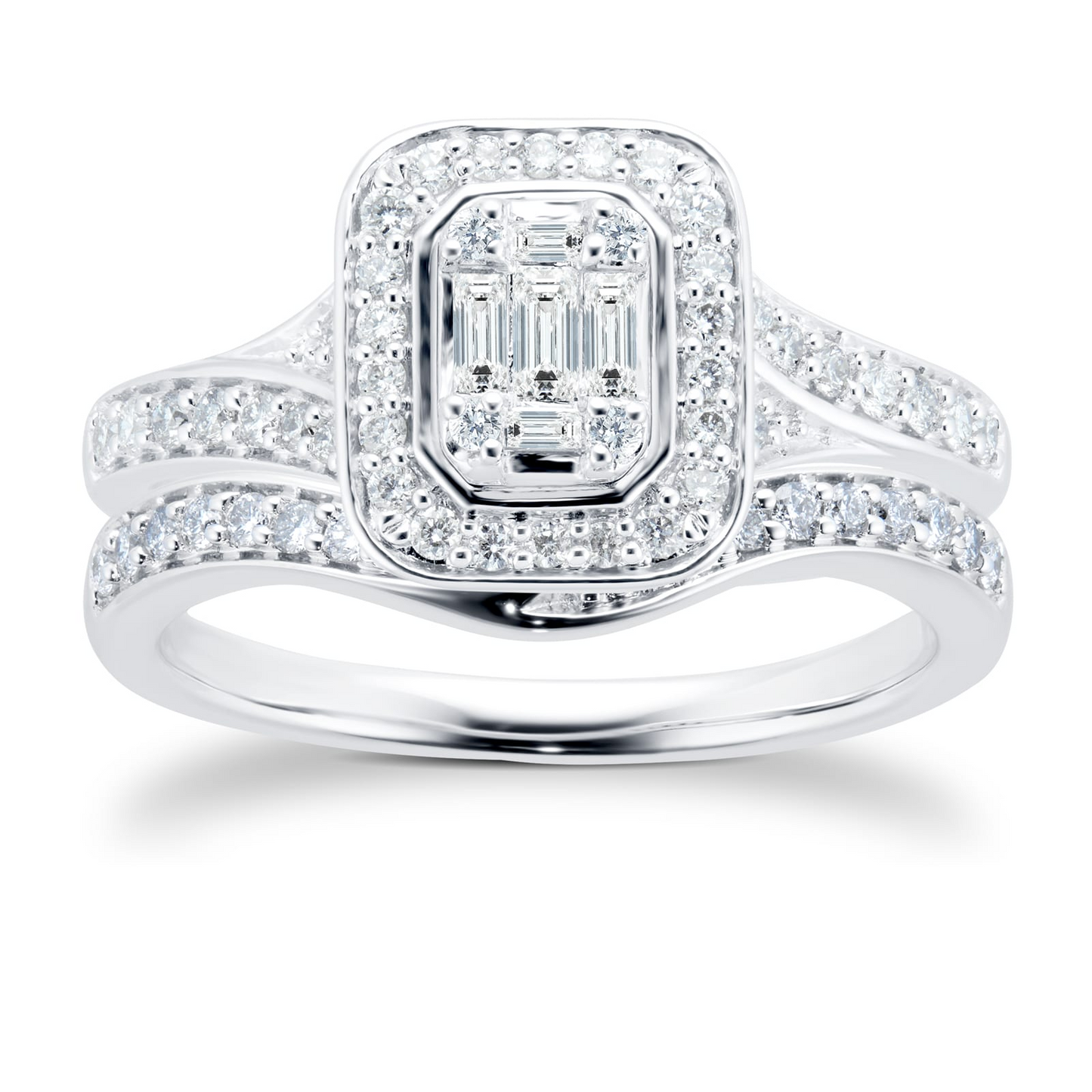 White Gold Lab Diamond Bridal Set For Women