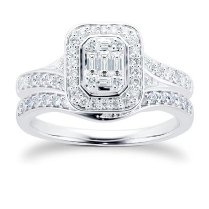 White Gold Lab Diamond Bridal Set For Women