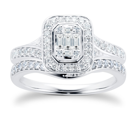 White Gold Lab Diamond Bridal Set For Women