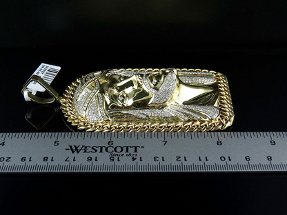 Jesus Face Cuban Link Gold Lab Grown Diamond Pendant