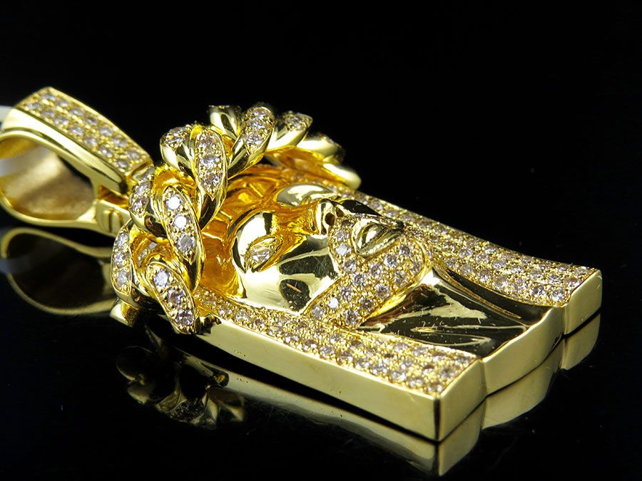 Jesus Lab Grown Gold Diamond Men's Pendant