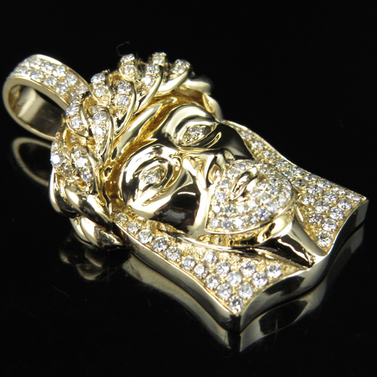Jesus Crown Cuban Link Lab Grown Diamond Pendant