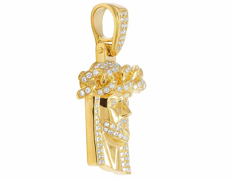 1.35 CTW Yellow Gold Lab Grown Diamond Jesus Pendant