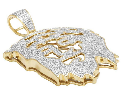 Lab Grown Diamond Yellow Gold Cutout Jesus Pendant