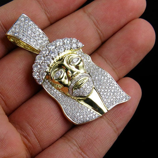 Iced Out Jesus Face Lab Grown Diamond Pendant