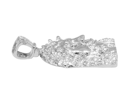 White Gold Lab Grown Diamond Mini Jesus Pendant